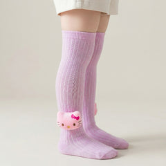 Unisex Cotton Pink Calf Length Kids Long Cat Face Socks-SK1068andF47