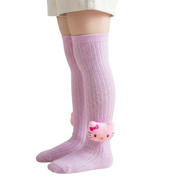 Unisex Cotton Pink Calf Length Kids Long Cat Face Socks-SK1068andF47