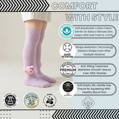 Unisex Cotton Pink Calf Length Kids Long Cat Face Socks-SK969andF47
