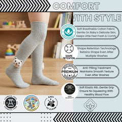 Unisex Cotton Grey Calf Length Kids Long Tiger Face Socks-SK1492andF37
