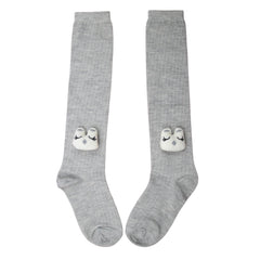 Unisex Cotton Grey Calf Length Kids Long Rabbit Face Socks-SK1492andF39