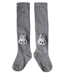 Baby Unisex Cotton Calf Length Grey Kids Long Rabbit Face Socks-SK1071andF06