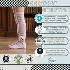 Unisex Cotton Pink Calf Length Kids Long Bear Face Socks-SK1152andF03