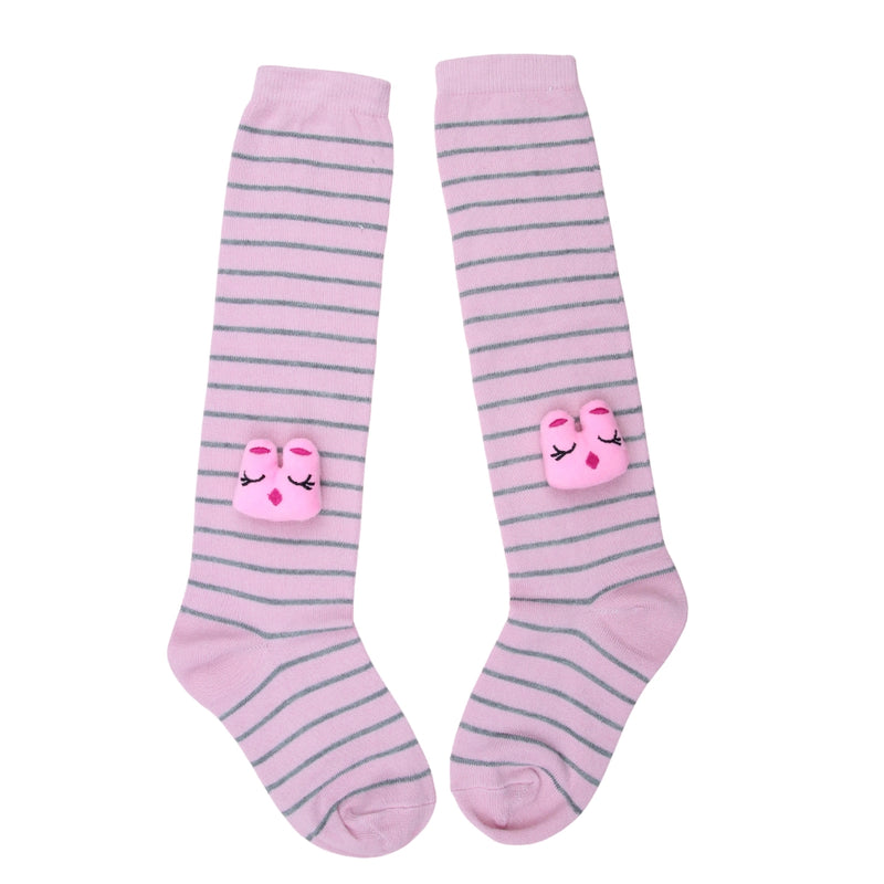 Unisex Cotton Pink Calf Length Kids Long Rabbit Face Socks-SK1152andF40