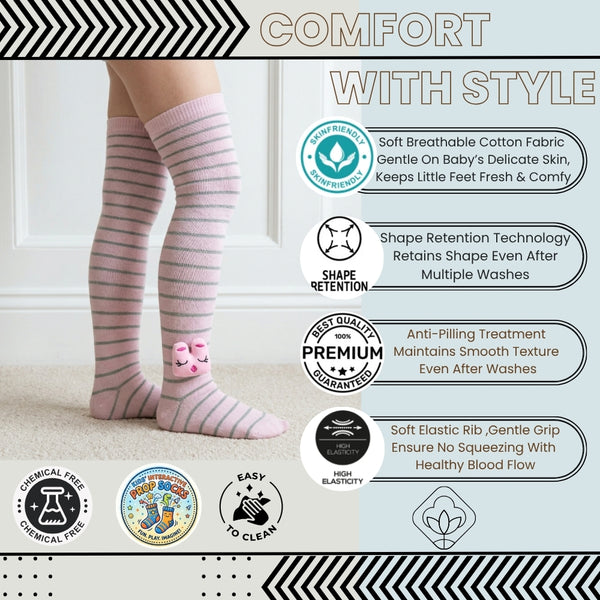 Unisex Cotton Pink Calf Length Kids Long Rabbit Face Socks-SK1074andF40