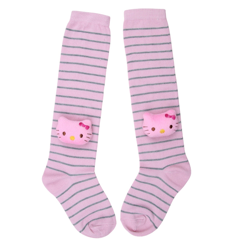 Unisex Cotton Pink Calf Length Kids Long Cat Face Socks-SK1494andF40