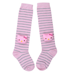 Unisex Cotton Pink Calf Length Kids Long Cat Face Socks-SK1152andF47