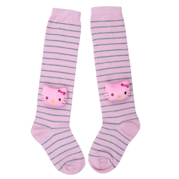 Unisex Cotton Pink Calf Length Kids Long Cat Face Socks-SK1152andF47