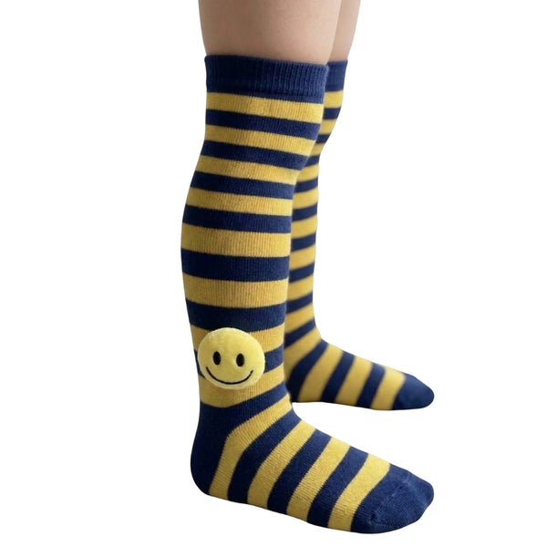 Unisex Cotton Multicolor Calf Length Kids Long Smiley Face Socks-SK1102andF15