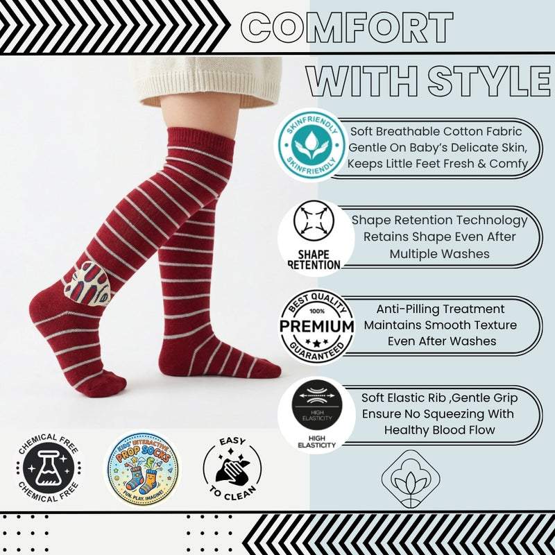 Unisex Cotton Red Calf Length Kids Long Fish Face Socks-SK1108andF11