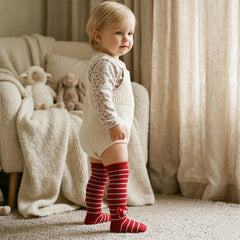 Unisex Cotton Red Calf Length Kids Long Heart Face Socks-SK1108andF17
