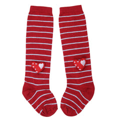 Unisex Cotton Red Calf Length Kids Long Heart Face Socks-SK1108andF17
