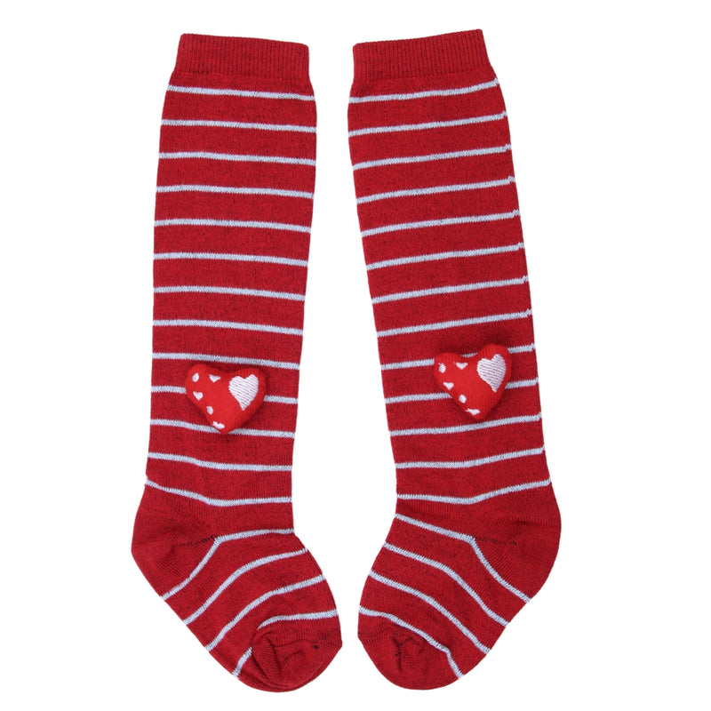 Unisex Cotton Red Calf Length Kids Long Heart Face Socks-SK1108andF17