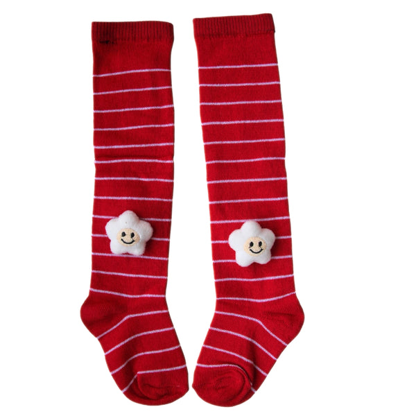 Baby Unisex Cotton Calf Length Red Kids Long Smiley Star Face Socks-SK1110andF08
