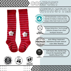 Baby Unisex Cotton Calf Length Red Kids Long Smiley Star Face Socks-SK1111andF08