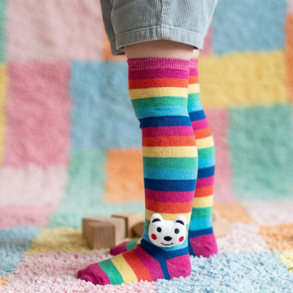 Unisex Cotton Multicolor Calf Length Kids Long Bear Face Socks-SK1112andF21