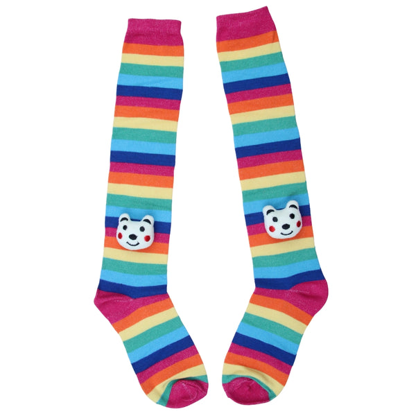 Unisex Cotton Multicolor Calf Length Kids Long Bear Face Socks-SK1114andF21