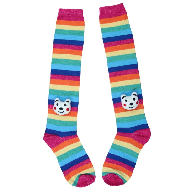 Unisex Cotton Multicolor Calf Length Kids Long Bear Face Socks-SK1114andF21