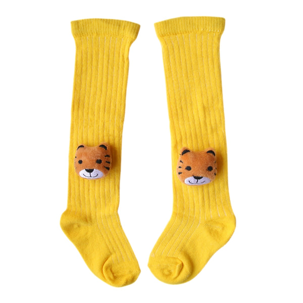 Baby Unisex Cotton Calf Length Yellow Kids Long Tiger Face Socks-SK1146andF01