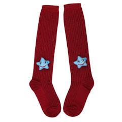 Unisex Cotton Red Calf Length Kids Long Smiley Star Face Socks-SK1147andF14