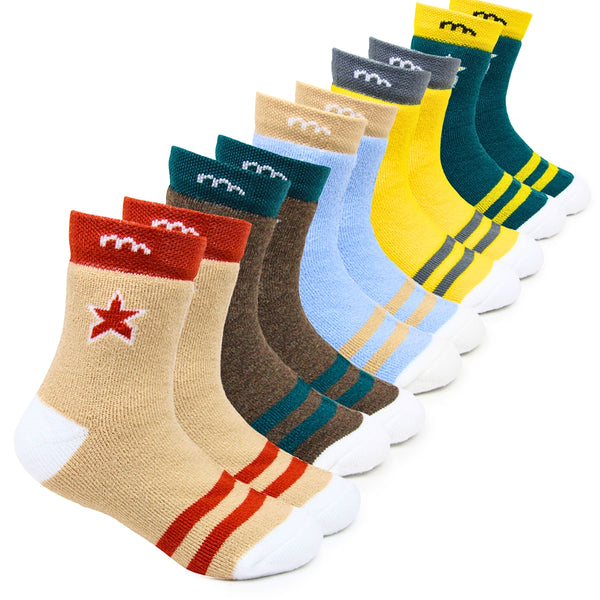 Boys & Girls Pack of 5 Pair Cotton Ankle Socks For 3 To 5 Years (Yellow,Green,Beige,Blue,Brown)-SK1182