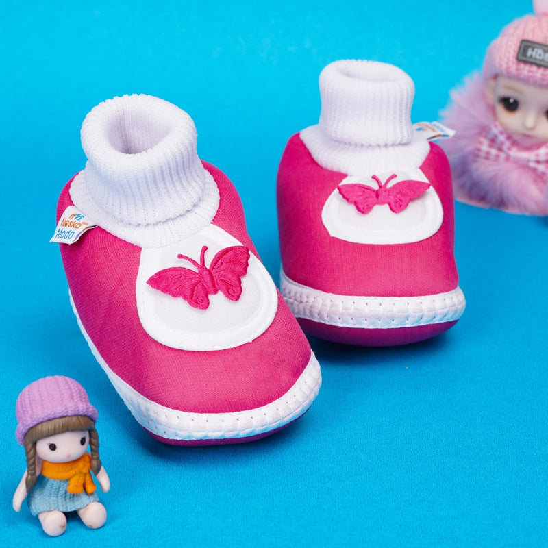 6 To 12 Months Baby Boys & Baby Girls Cute Soft Cotton Pre-Walker Butterfly Booties
