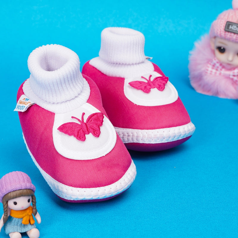 6 To 12 Months Baby Boys & Baby Girls Cute Soft Cotton Pre-Walker Butterfly Booties