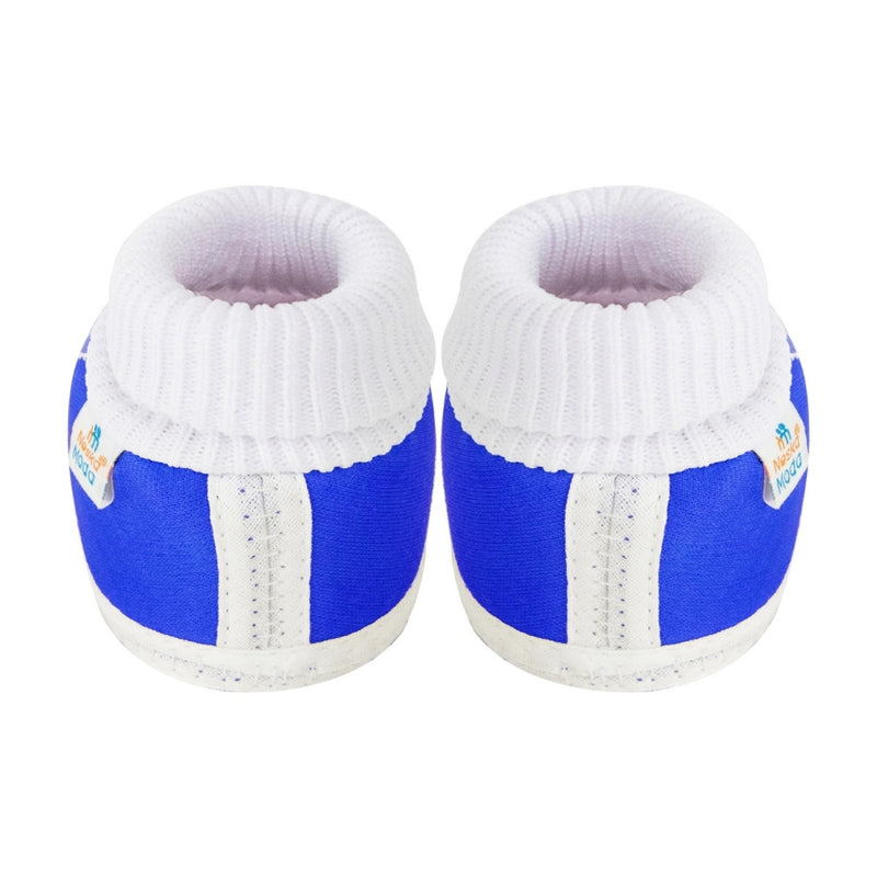 6 To 12 Months Baby Boys & Girls Cotton Pre-Walker Butterfly Frill Booties (White, Blue)-SK138