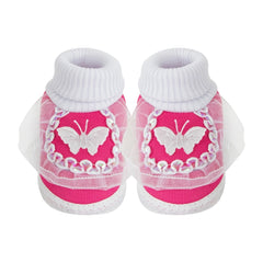 6 To 12 Months Baby Girls & Baby Boys Soft Cotton Cute Butterfly Booties (White, Pink)-SK139