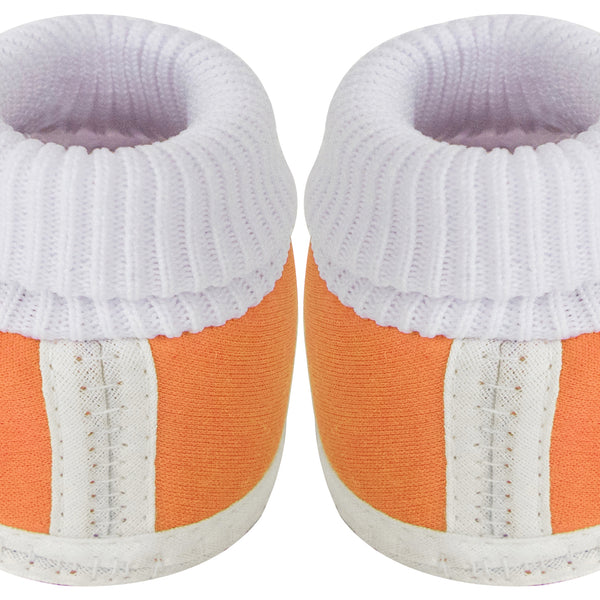 6 To 12 Months Baby Girls & Baby Boys Soft Cotton Butterfly Booties (White, Orange)-SK140