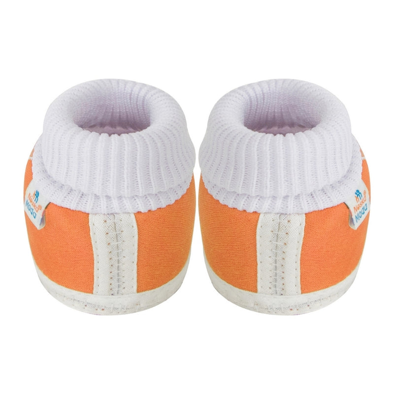 6 To 12 Months Baby Girls & Baby Boys Soft Cotton Butterfly Booties (White, Orange)-SK140