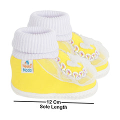 6 To 12 Months Baby Girls & Baby Boys Soft Cotton Butterfly Booties (White, Yellow)-SK141