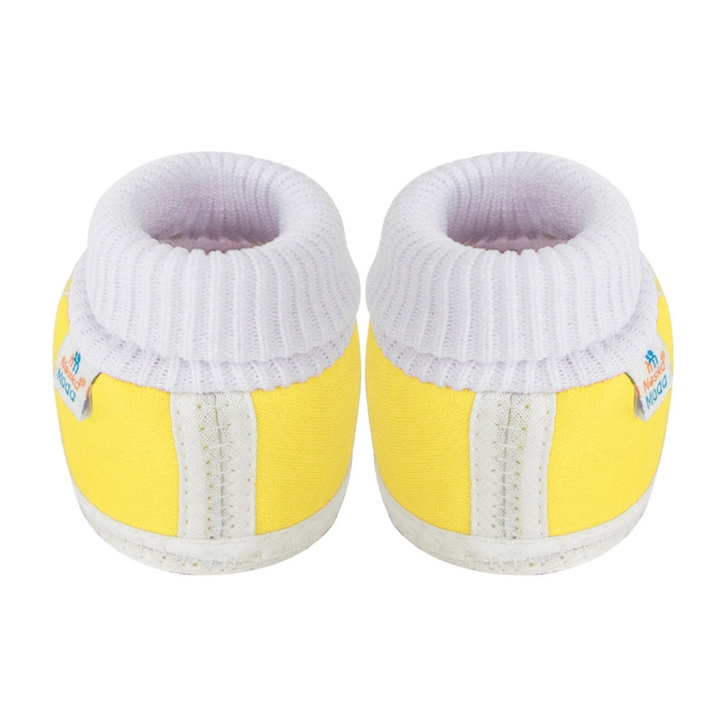 6 To 12 Months Baby Girls & Baby Boys Soft Cotton Butterfly Booties (White, Yellow)-SK141