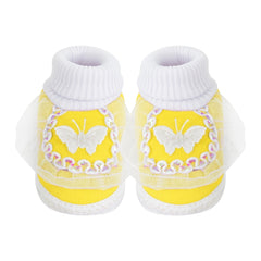 6 To 12 Months Baby Girls & Baby Boys Soft Cotton Butterfly Booties (White, Yellow)-SK141