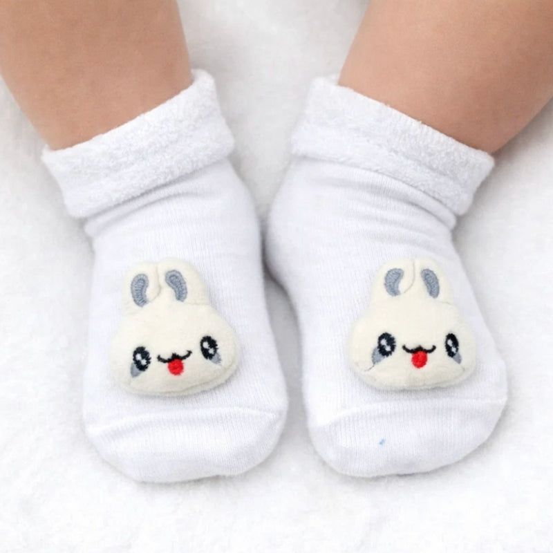 Baby Unisex Cotton Ankle Length White Kids Rabbit Face Socks-SK1478
