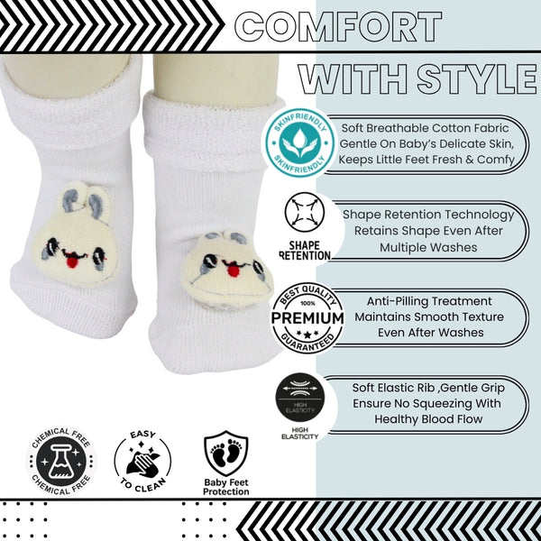 Baby Unisex Cotton Ankle Length White Kids Rabbit Face Socks-SK1478