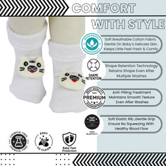 Baby Unisex Cotton Ankle Length White Kids Cat Face Socks-SK1480