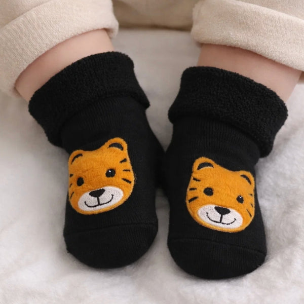 Baby Unisex Cotton Ankle Length Black Kids Tiger Face Socks-SK1481
