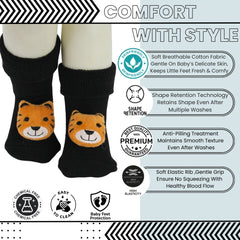 Baby Unisex Cotton Ankle Length Black Kids Tiger Face Socks-SK1481