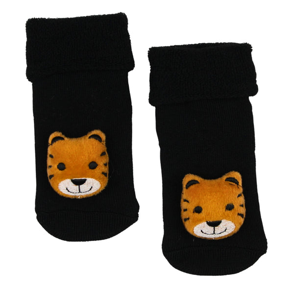 Baby Unisex Cotton Ankle Length Black Kids Tiger Face Socks-SK1481