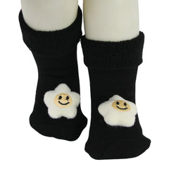 Baby Unisex Cotton Ankle Length Black Kids Smiley Star Face Socks-SK1482