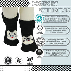 Baby Unisex Cotton Ankle Length Black Kids Cat Face Socks-SK1483