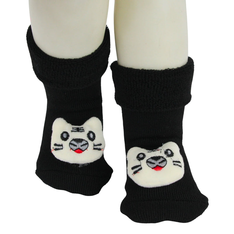 Baby Unisex Cotton Ankle Length Black Kids Cat Face Socks-SK1483