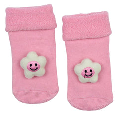 Baby Unisex Cotton Ankle Length Pink Kids Smiley Star Face Socks-SK1484