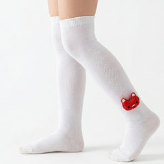 Unisex Cotton White Calf Length Kids Long Tiger Face Socks-SK1488andF04
