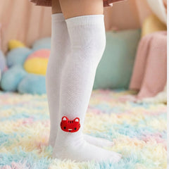 Unisex Cotton White Calf Length Kids Long Tiger Face Socks-SK1488andF04