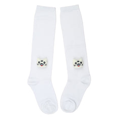 Unisex Cotton White Calf Length Kids Long Cat Face Socks-SK1487andF05