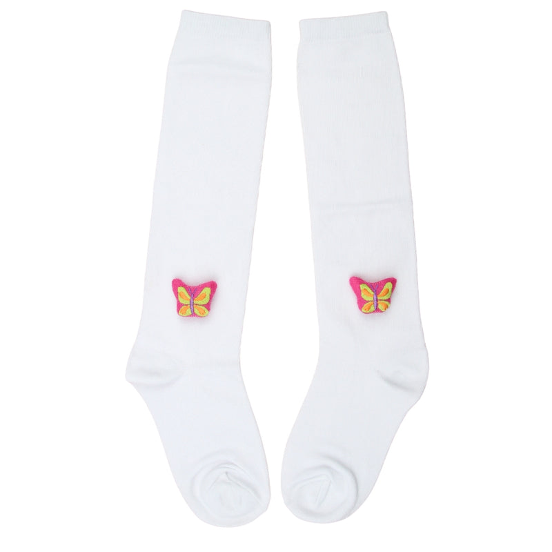 Unisex Cotton White Calf Length Kids Long Butterfly Face Socks-SK1486andF10
