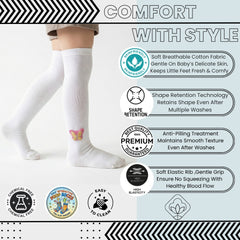 Unisex Cotton White Calf Length Kids Long Butterfly Face Socks-SK1487andF10