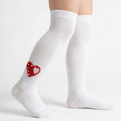 Unisex Cotton White Calf Length Kids Long Heart Face Socks-SK1487andF17